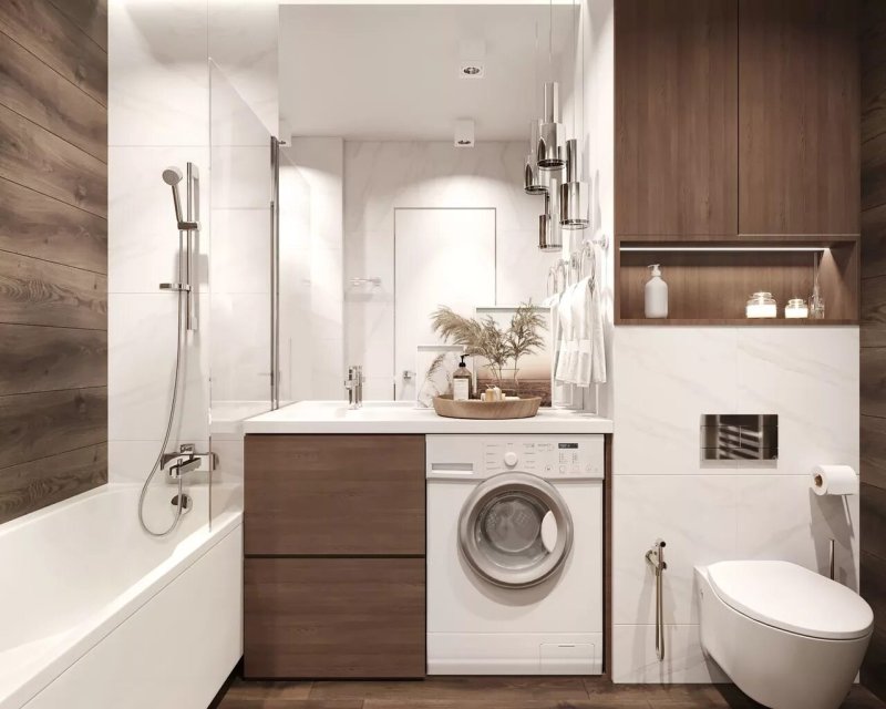 Bathroom with toilet and washing machine