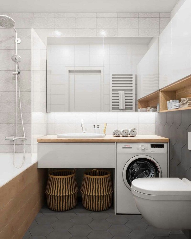 Bathroom design with washing machine