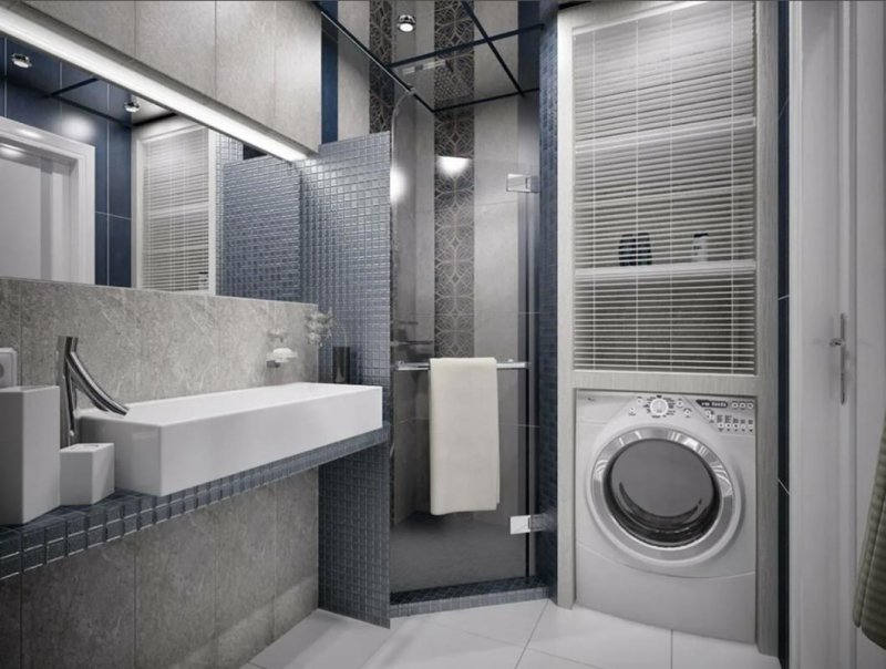 Bathroom with toilet and washing machine