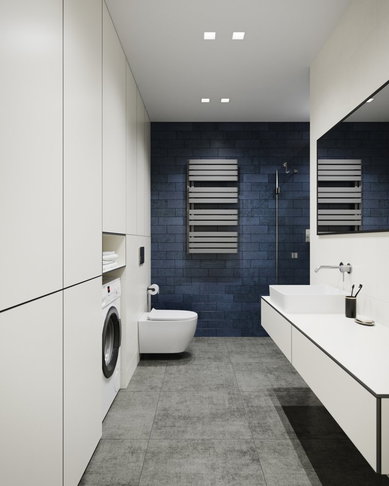 Bathroom design with washing machine