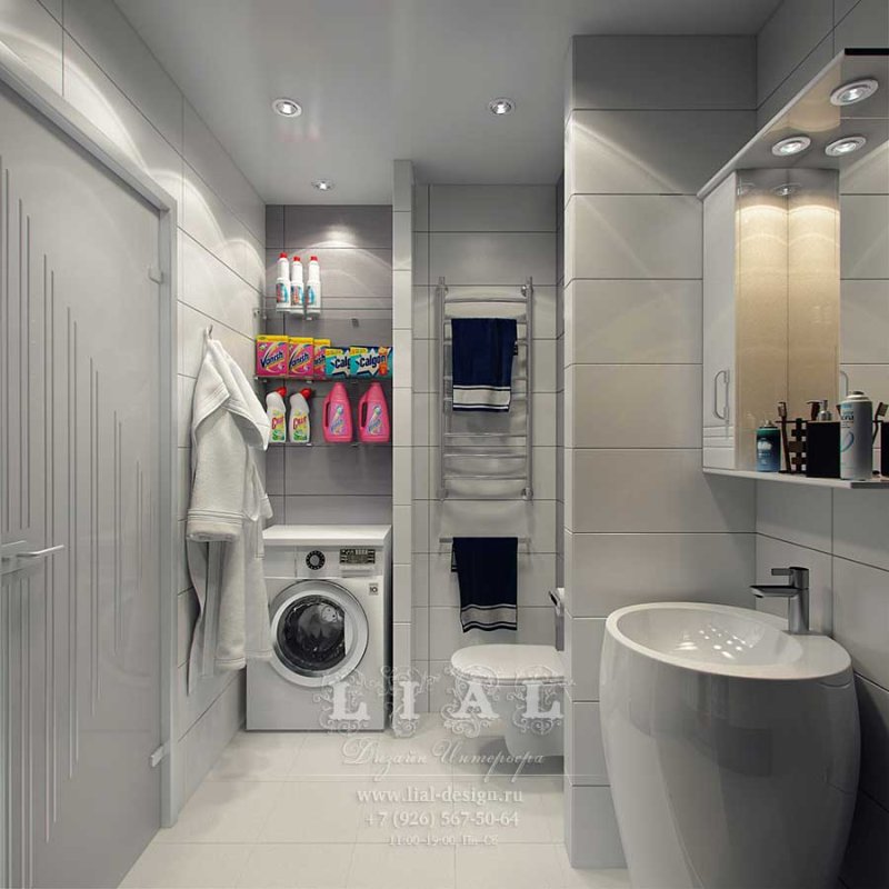 Bathroom with toilet and washing machine