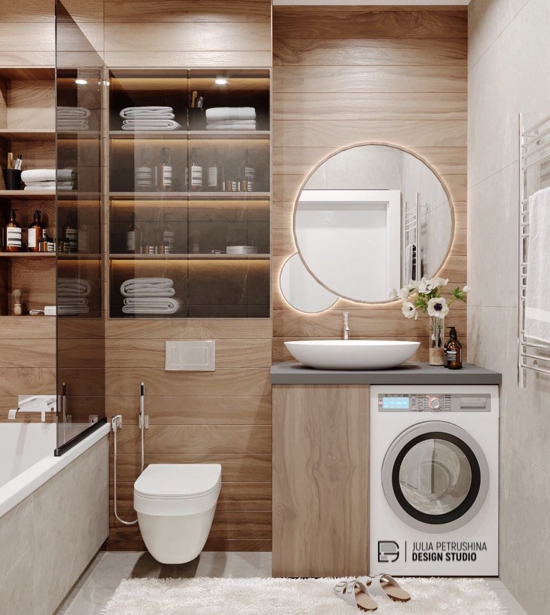 Bathroom with toilet and washing machine