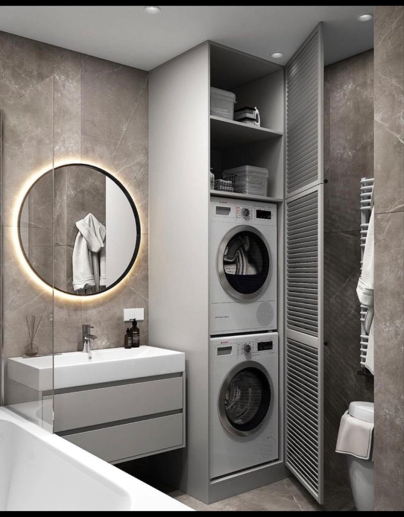 Bathroom design with washing machine