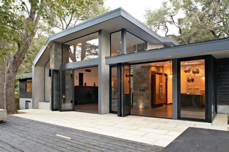 A house with a glass wall