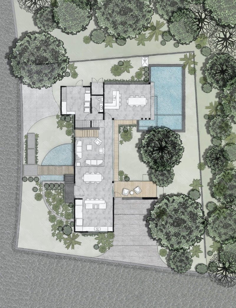 The layout of the villa