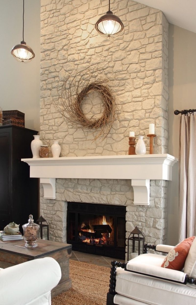 Stone fireplace