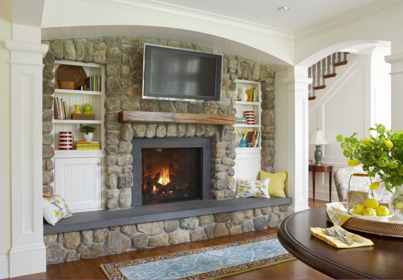 Stone fireplace