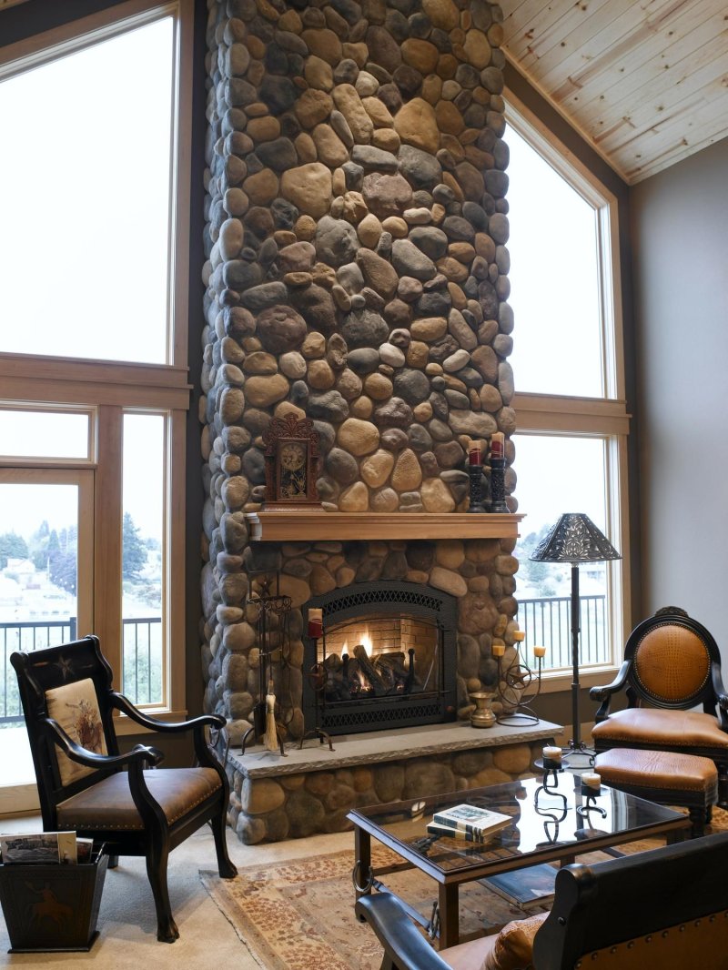 Fireplace decoration by natural stone