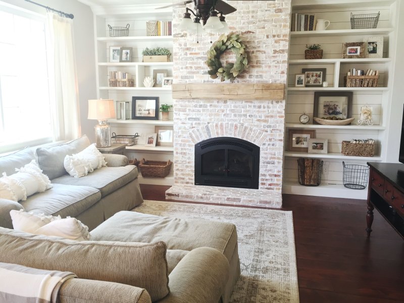 Living room interior with fireplace