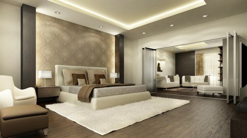 The bedroom is modern style