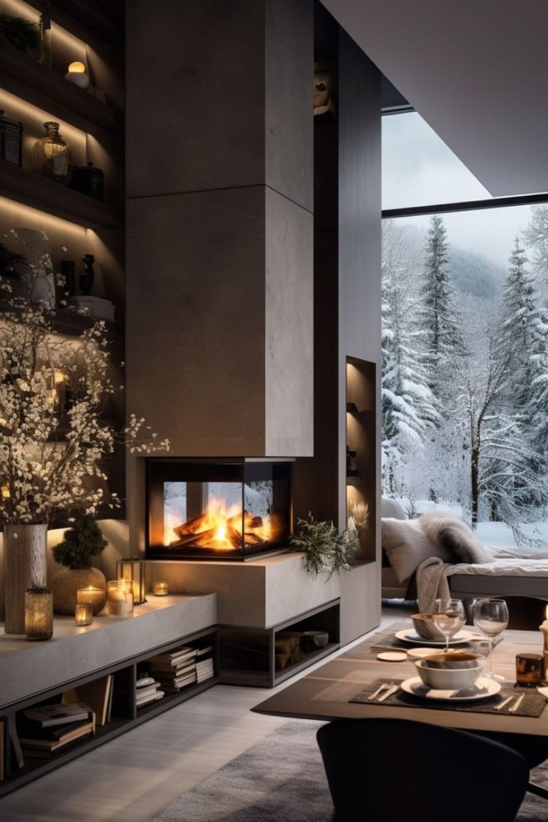 Fireplace in a modern interior