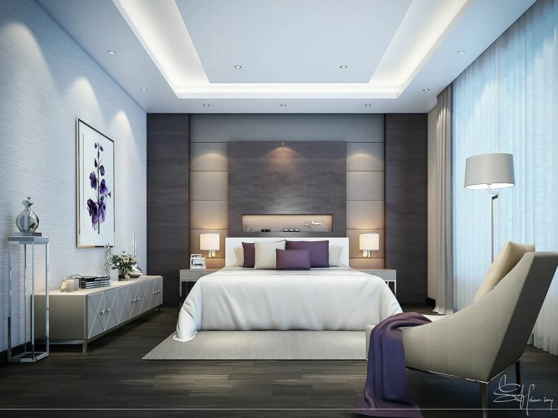 The interior of the bedroom in a modern style