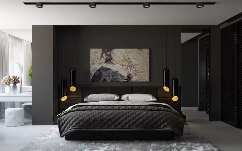 The interior of the bedroom in a modern style of 12 square meters