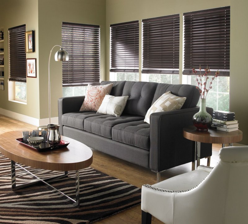 Wooden blinds in the interior