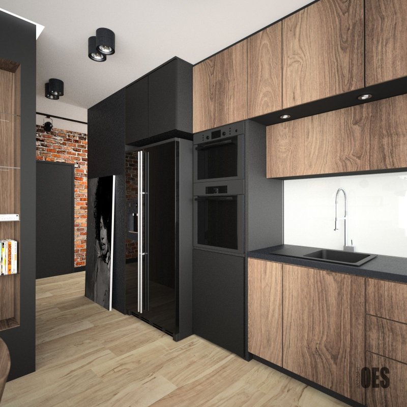 Kitchen in the style of loft 12m2