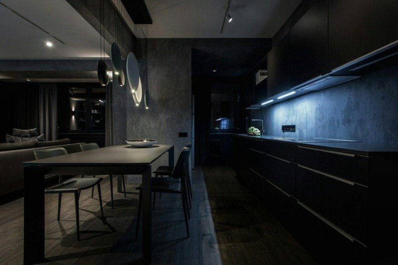 Interior in dark colors