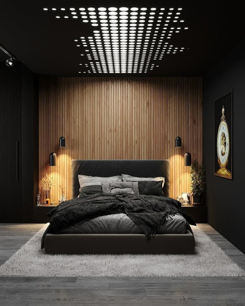 Total Black bedroom minimalism