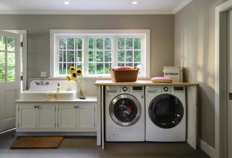 Washing machine in the interior