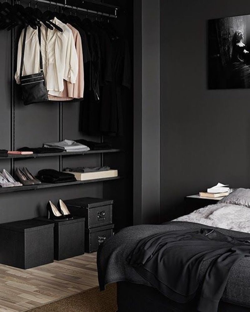 Total Black bedroom