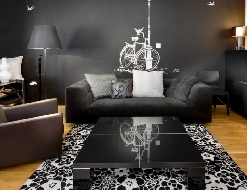 Black interior of the room