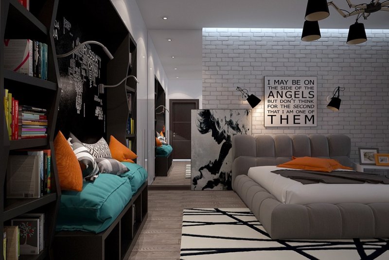 A teenager room in loft style