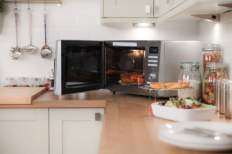 Microwave in the interior of the kitchen