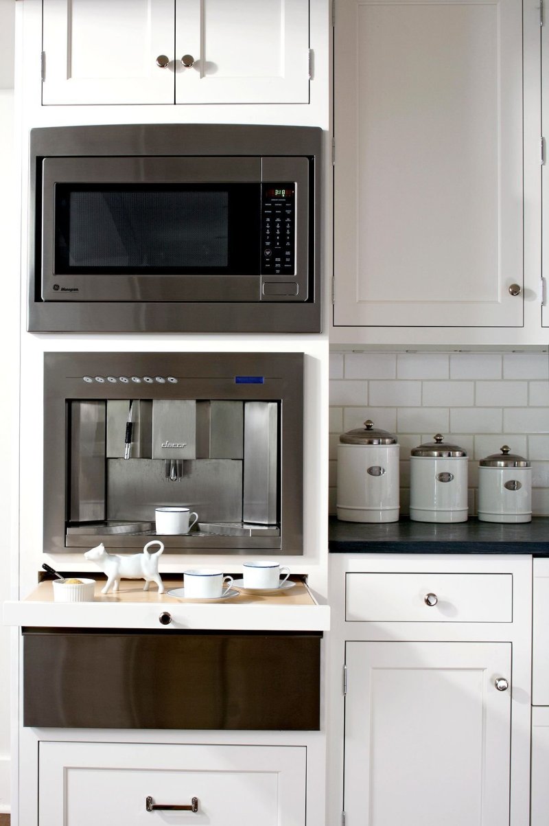 Microwave in the interior of the kitchen