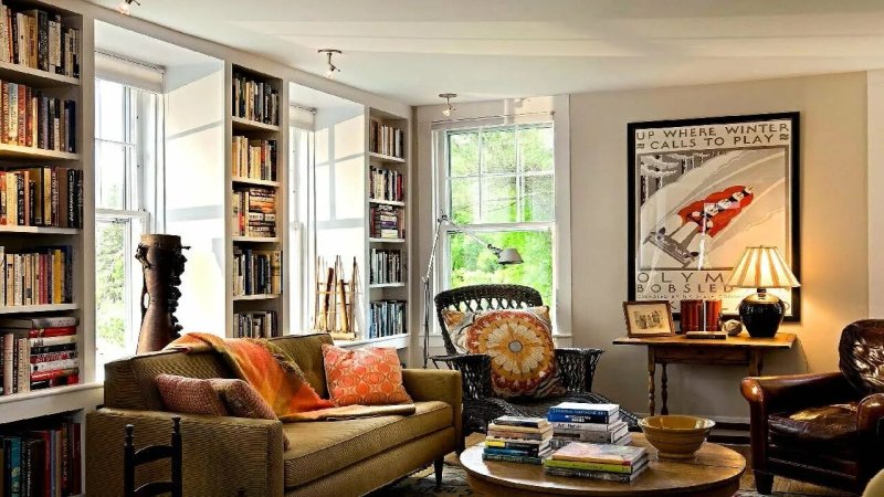 Library interior in the apartment