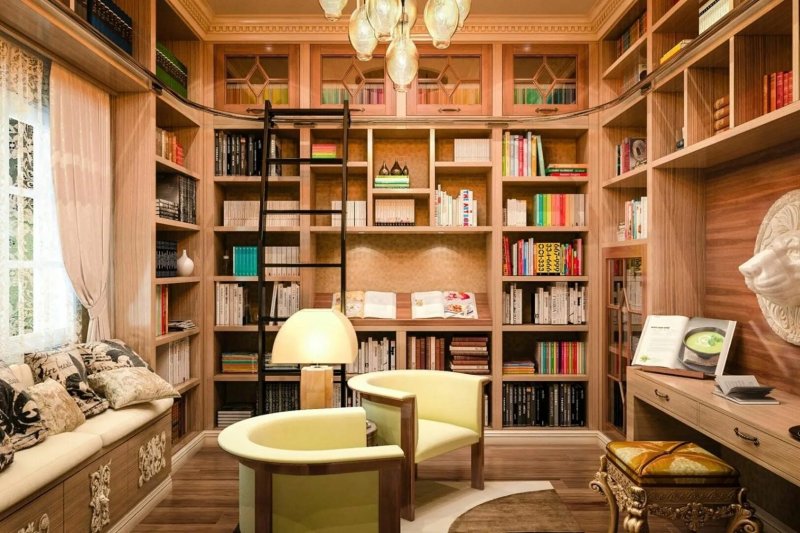 Home library interior