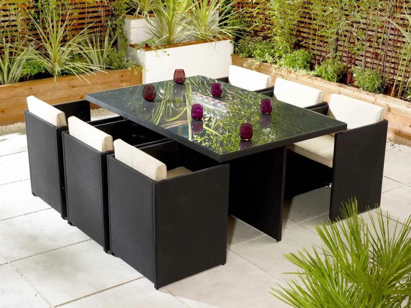 Set of garden furniture from artificial rattan