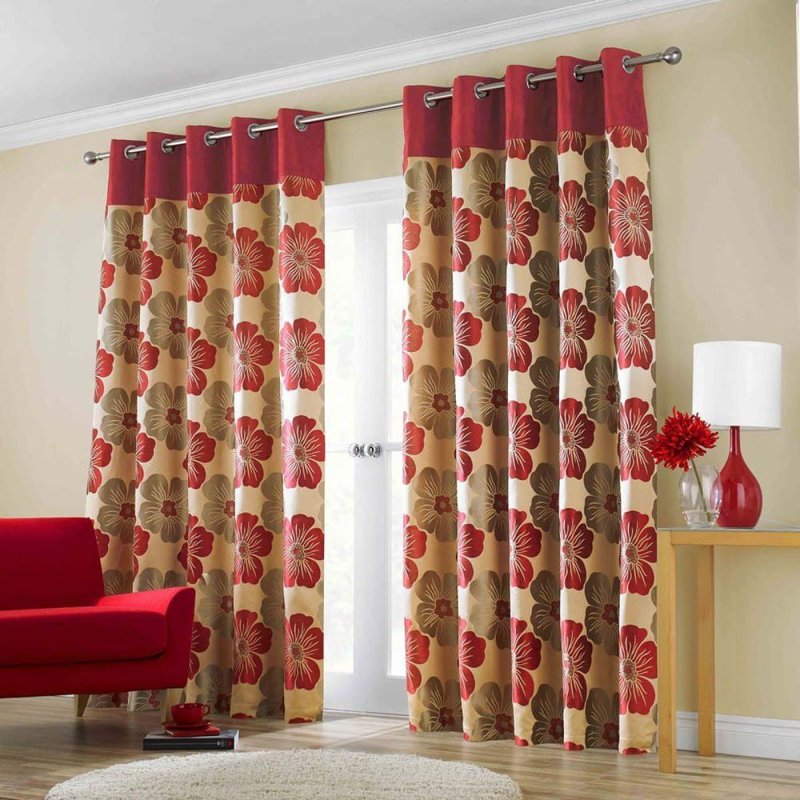 Curtains with red