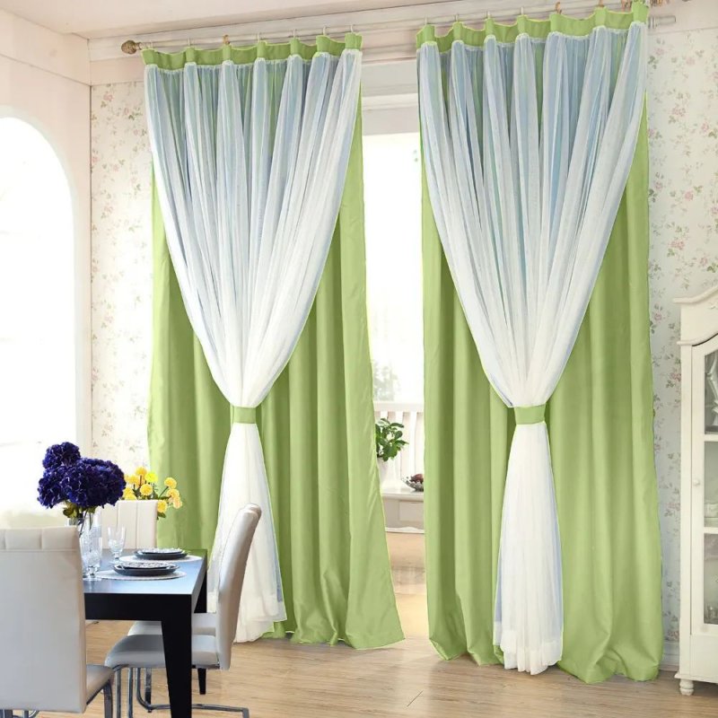 Gray green curtains