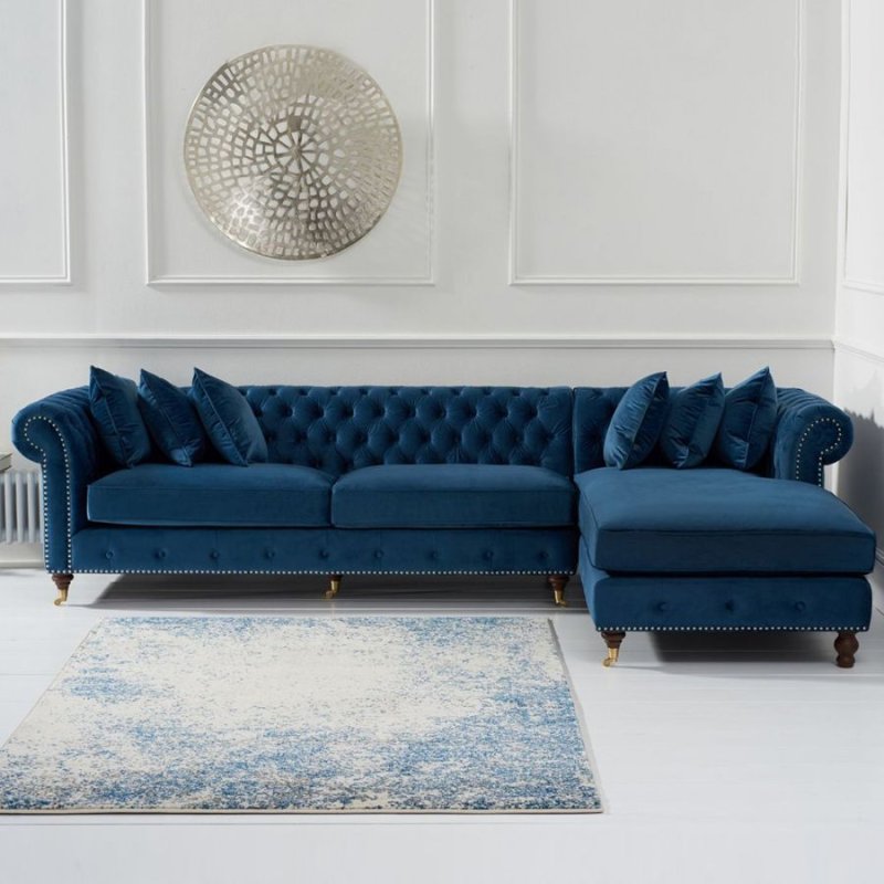 Blue velvet sofa