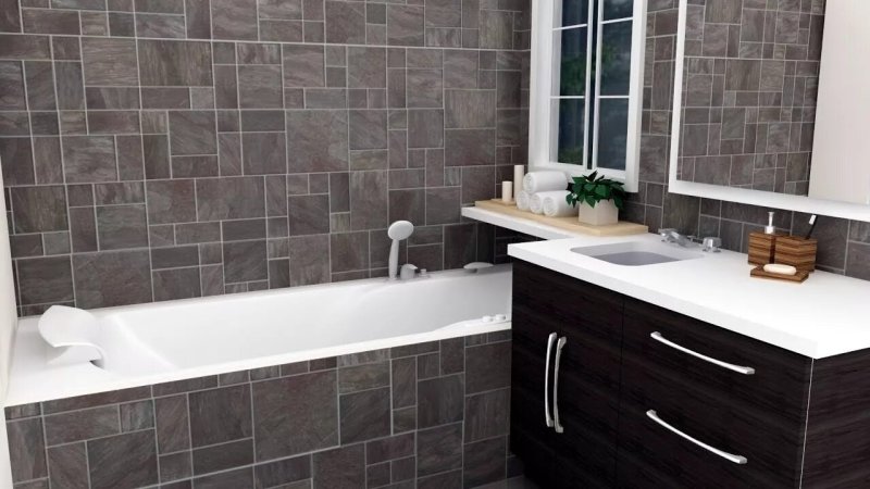 Imitation of tiles in the bathroom