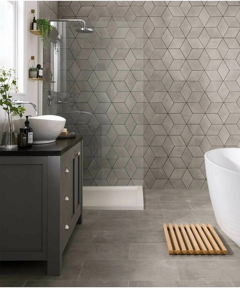 Tile for the bathroom gray