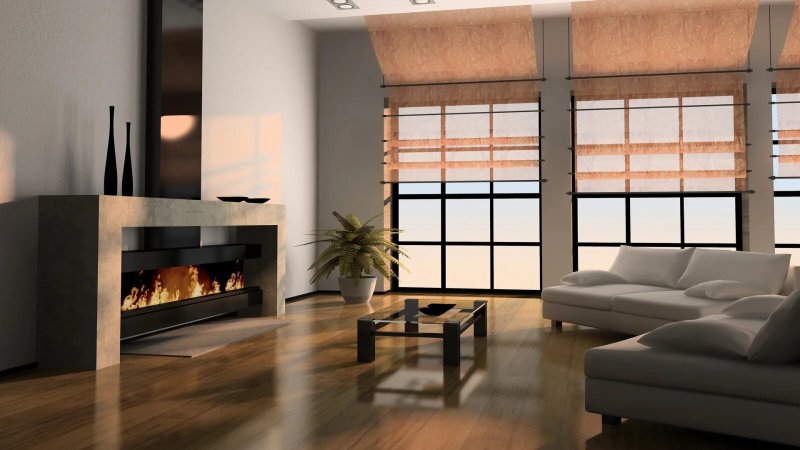 Fireplace in a modern interior