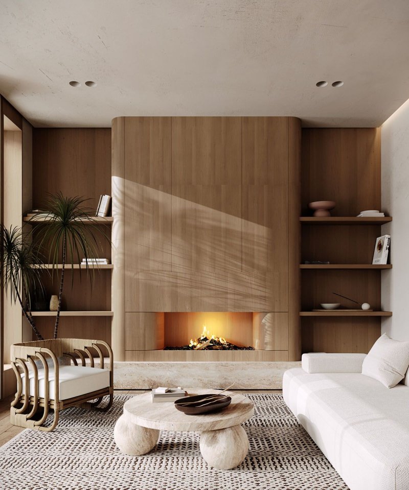 Fireplace in a modern interior