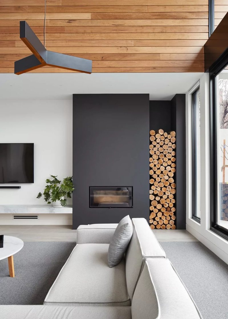 Fireplace in a modern interior