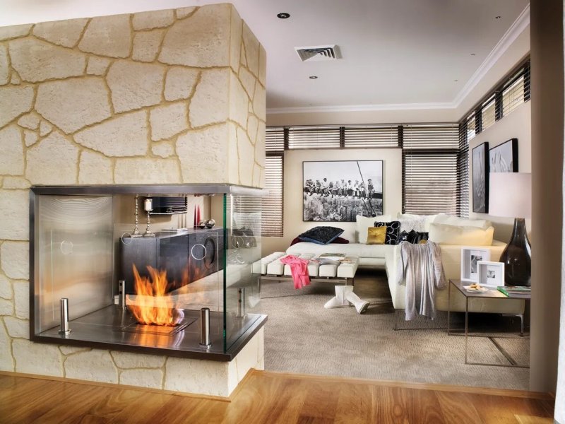 Fireplace in a modern interior