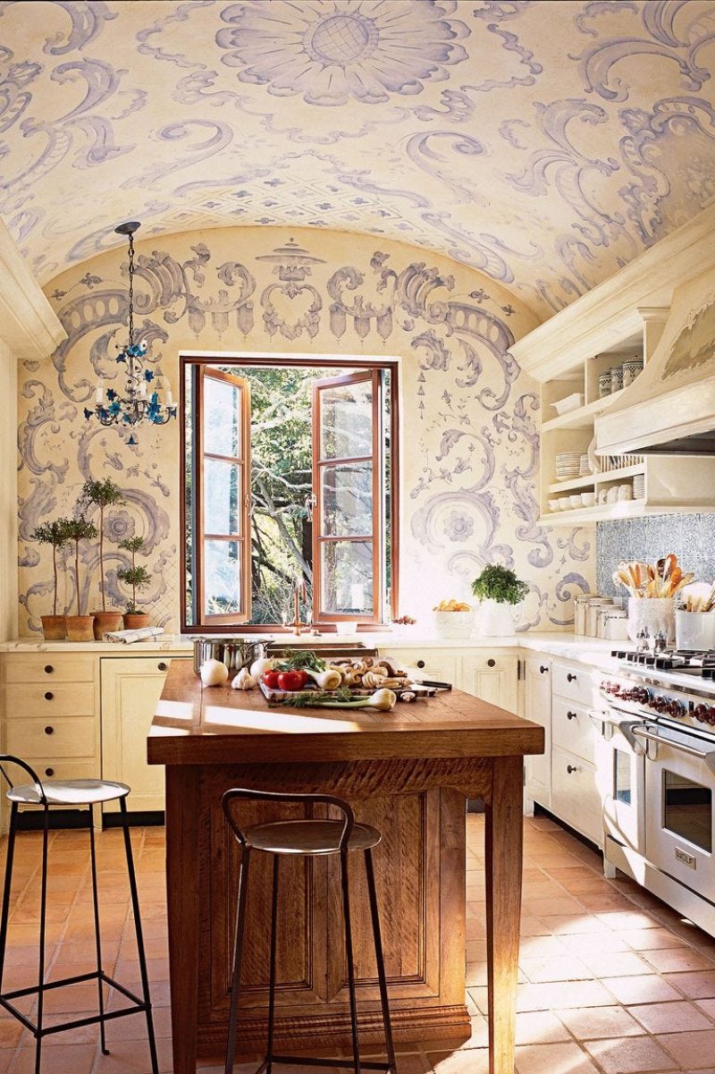 The interior of the kitchen Provenean style