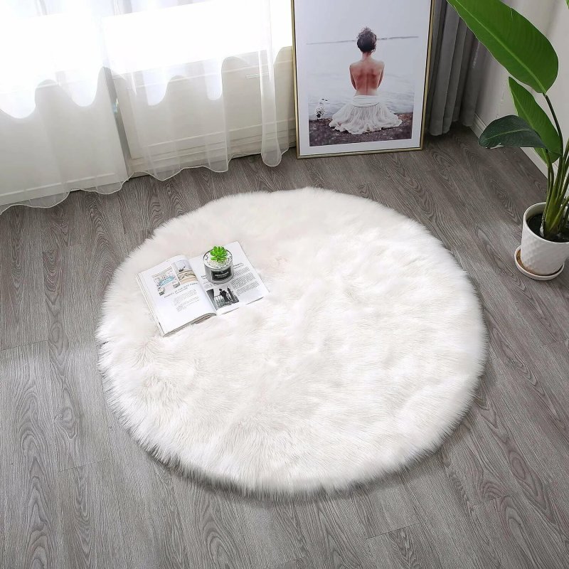 The carpet is white fluffy