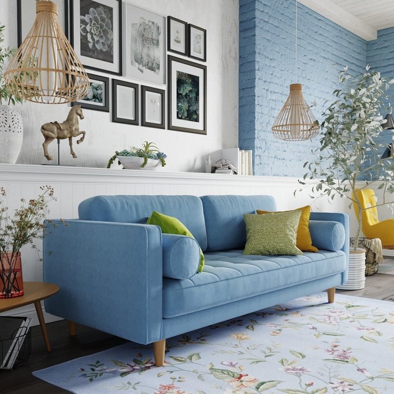 Blue sofa in the interior