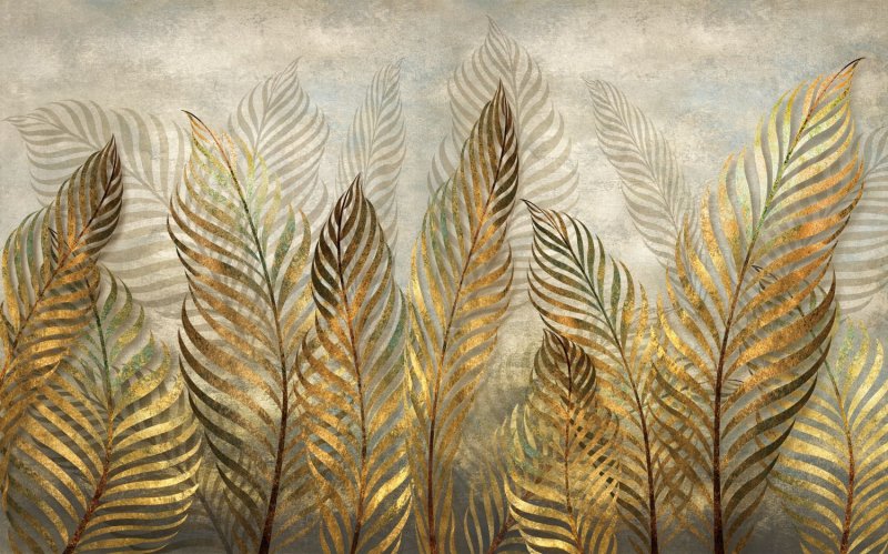 Wall murals golden woven branches, 300x270 cm, L13-207