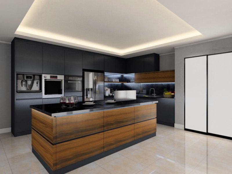 Kitchens with an island in a modern style