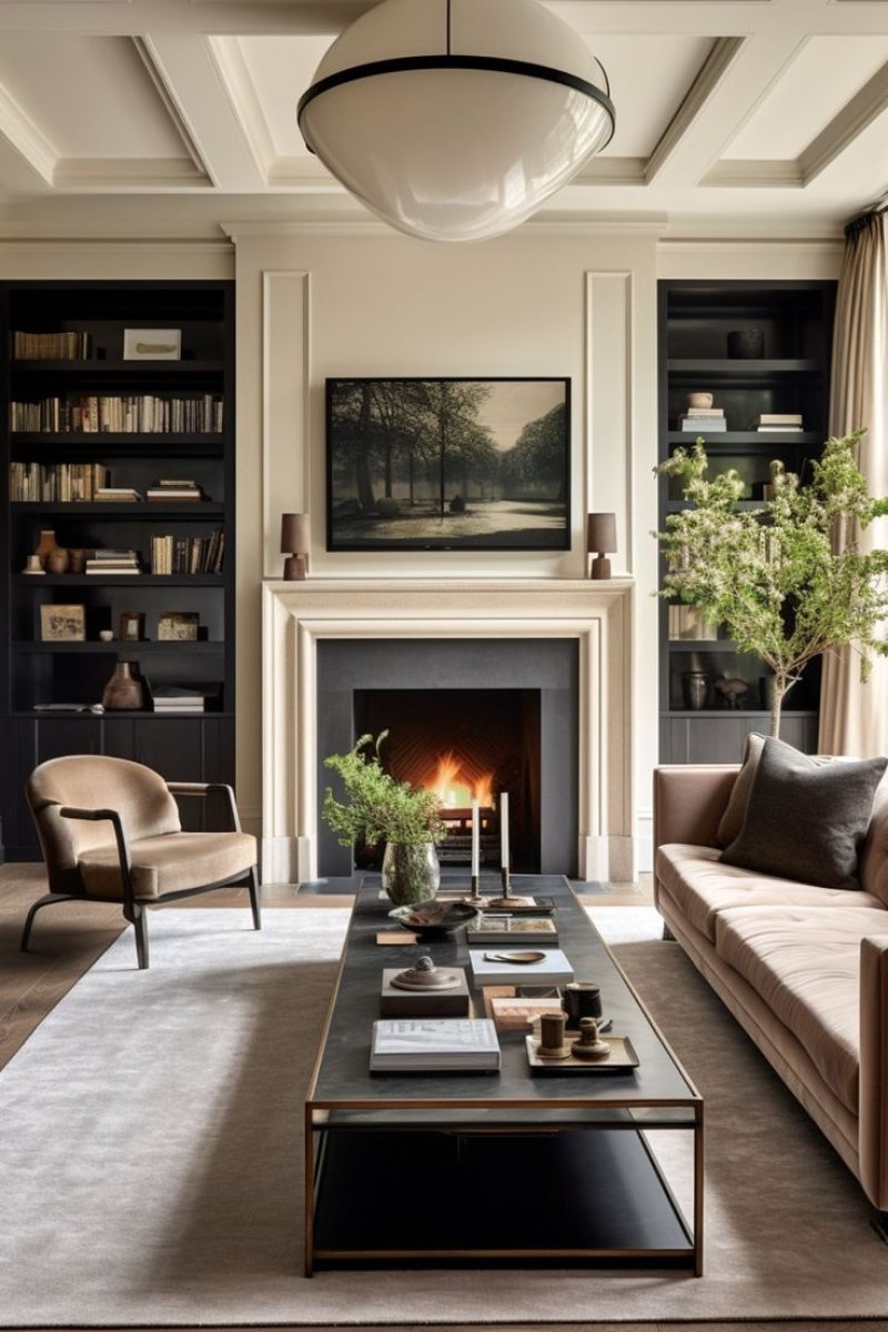 Fireplace in a modern interior