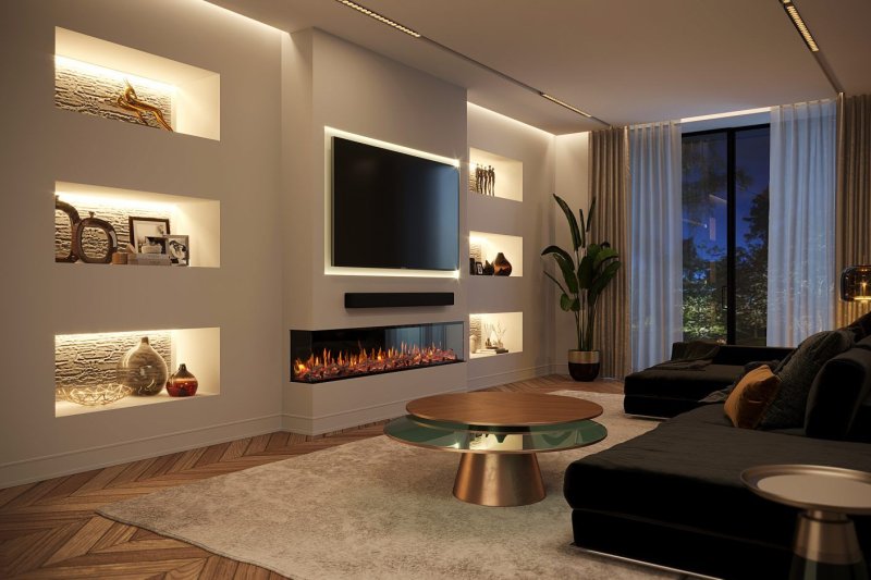 Living room with a bio -rock in a modern style