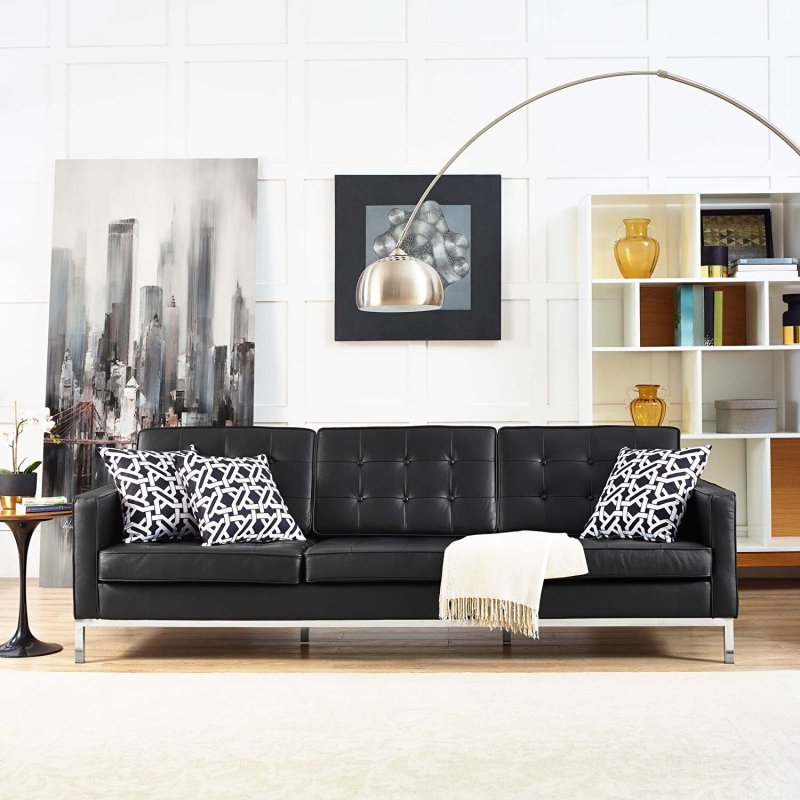 Black sofa in the interior