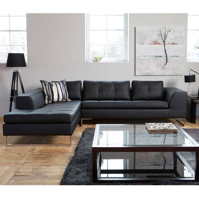 Black sofa in the interior