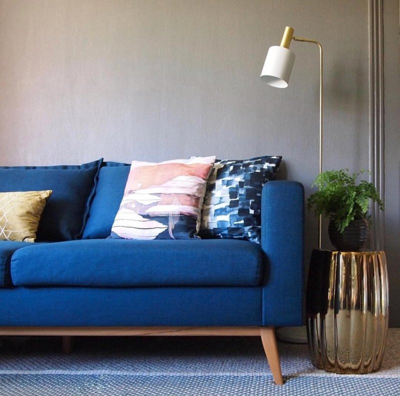 Blue sofa in the interior