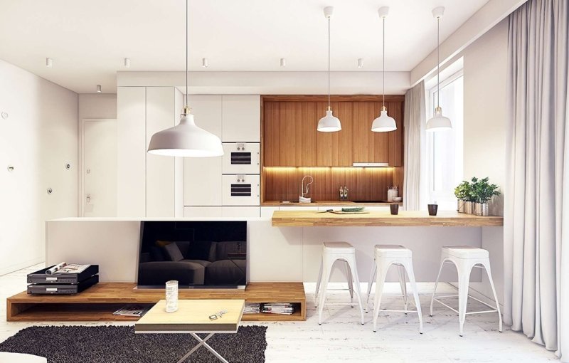 Kitchen Living room in the Scandinavian style